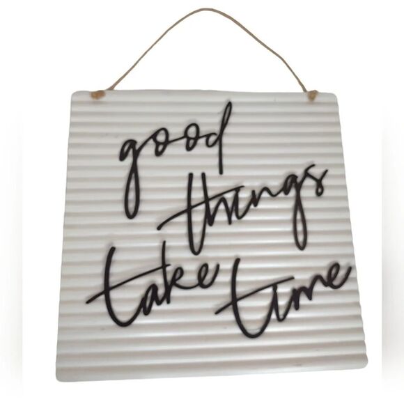 Metal 3D Sign good things take time Wall Hanging Art Cursive Letters - Picture 7 of 16